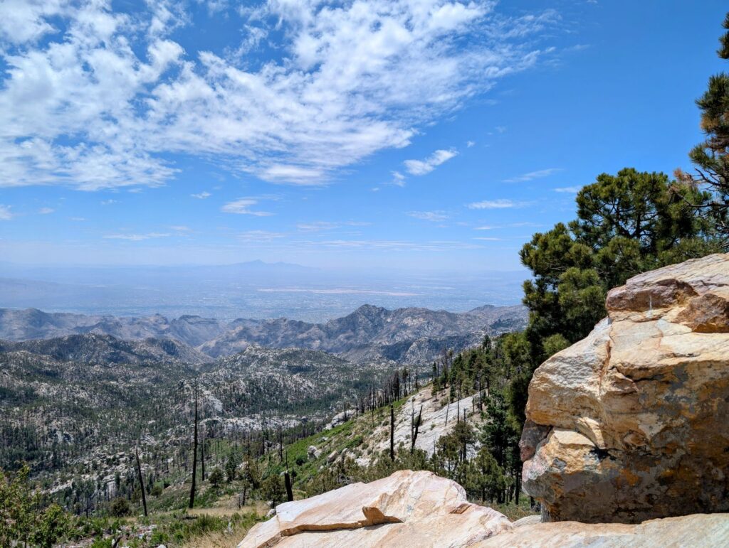 Rocky desert mountains viewed from Mount Lemmon in Arizona