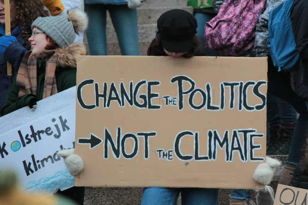 Handmade climate protest sign held up at a youth climate strike