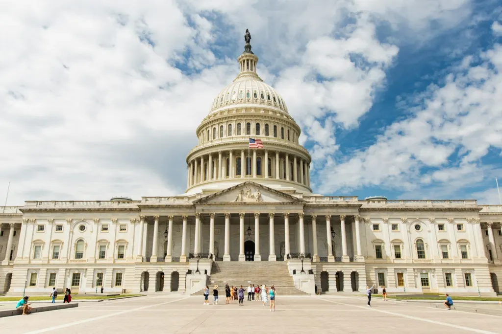 ICE wrongful detention bill: United States Capitol building seen at dusk in Washington