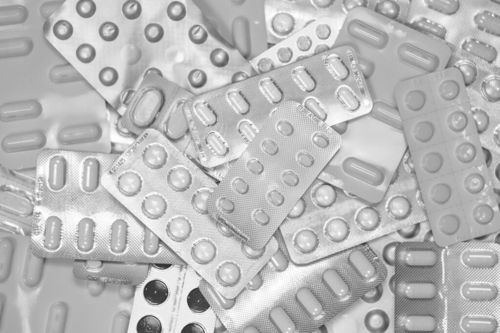 Gray blister pack of medicine